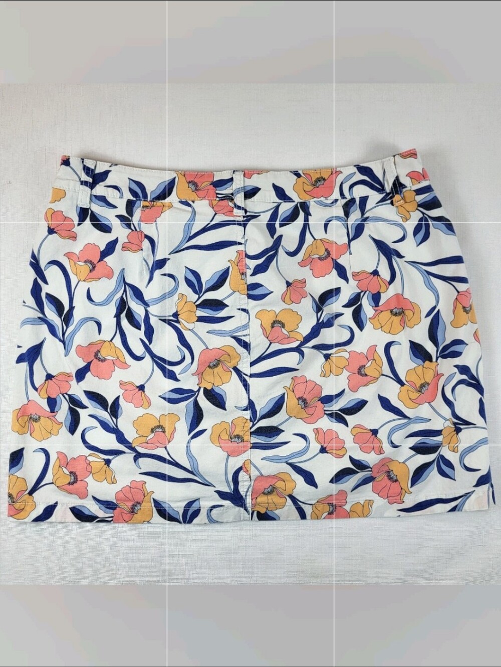 St Johns Bay Floral SKORT Womens Size 14 Orange Blue White Skirt Built-in Shorts